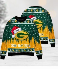 Green Bay Packers Symbol Wearing Santa Claus Hat Ho Ho Ho Ugly Christmas Sweater