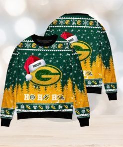 Green Bay Packers Symbol Wearing Santa Claus Hat Ho Ho Ho Ugly Christmas Sweater