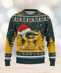 Green Bay Packers Ugly Christmas Sweater Snowflakes Santa Hat Logo For Men And Women Gift Christmas