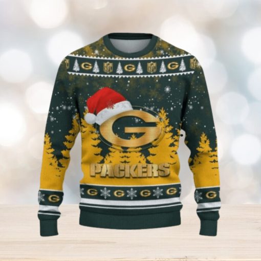 Green Bay Packers Ugly Christmas Sweater Snowflakes Santa Hat Logo For Men And Women Gift Christmas