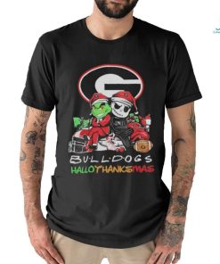 Grinch And Jack Skellington Friends Georgia Bulldogs Hallothanksmas Shirt