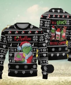 Grinch Before Coffee Christmas Ugly Sweater Gift For Men And Women