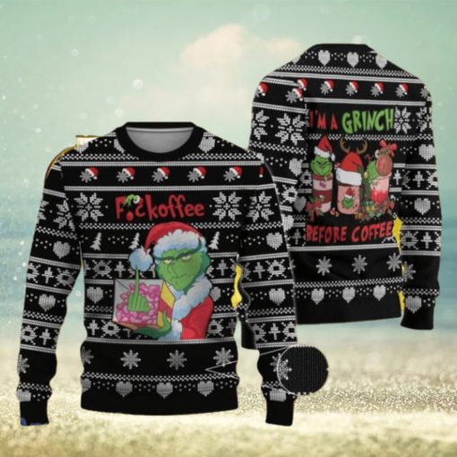 Grinch Before Coffee Christmas Ugly Sweater Gift For Men And Women