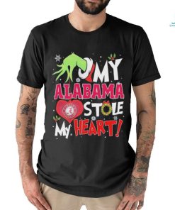 Grinch Hand Hold Alabama Crimson Tide Stole My Heart Christmas Shirt