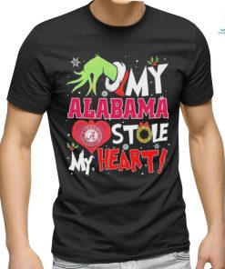 Grinch Hand Hold Alabama Crimson Tide Stole My Heart Christmas Shirt