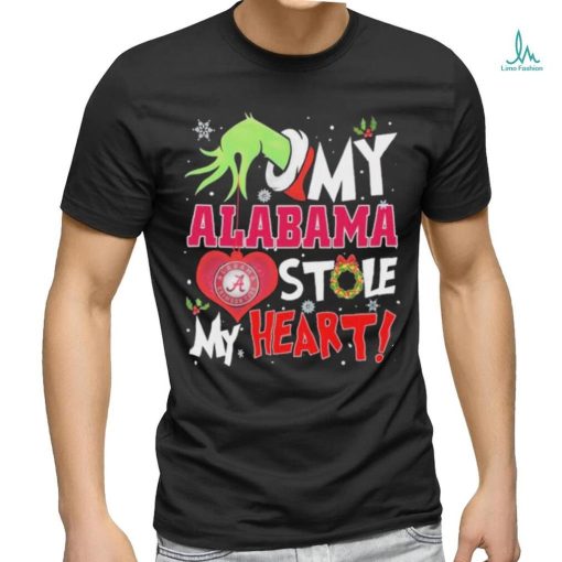Grinch Hand Hold Alabama Crimson Tide Stole My Heart Christmas Shirt