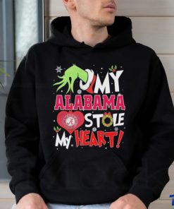 Grinch Hand Hold Alabama Crimson Tide Stole My Heart Christmas Shirt
