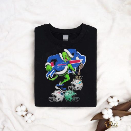 Grinch Hat Santa Buffalo Bills Stomp On NFL Teams Christmas Logo Shirt