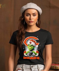 Grinch Hat Santa Chicago Bears Helmet Logo Merry Christmas Shirt