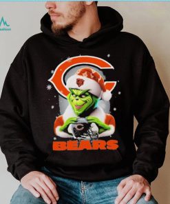 Grinch Hat Santa Chicago Bears Helmet Logo Merry Christmas Shirt