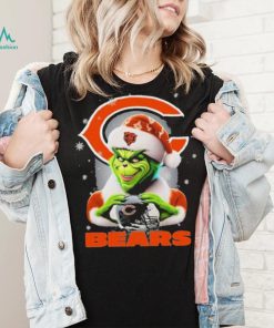 Grinch Hat Santa Chicago Bears Helmet Logo Merry Christmas Shirt