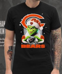 Grinch Hat Santa Chicago Bears Helmet Logo Merry Christmas Shirt