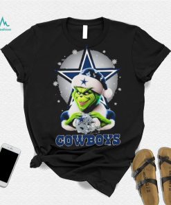 Grinch Hat Santa Dallas Cowboys Helmet Logo Merry Christmas Shirt