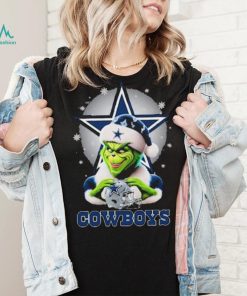 Grinch Hat Santa Dallas Cowboys Helmet Logo Merry Christmas Shirt