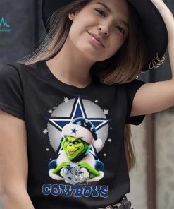 Grinch Hat Santa Dallas Cowboys Helmet Logo Merry Christmas Shirt