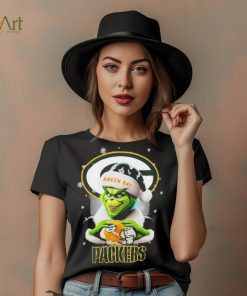 Grinch Hat Santa Green Bay Packers Helmet Logo Merry Christmas Shirt