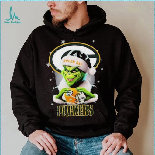 Grinch Hat Santa Green Bay Packers Helmet Logo Merry Christmas Shirt