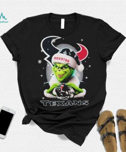 Grinch Hat Santa Houston Texans Helmet Logo Merry Christmas Shirt