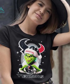 Grinch Hat Santa Houston Texans Helmet Logo Merry Christmas Shirt