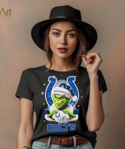 Grinch Hat Santa Indianapolis Colts Helmet Logo Merry Christmas Shirt