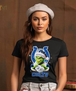 Grinch Hat Santa Indianapolis Colts Helmet Logo Merry Christmas Shirt