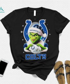 Grinch Hat Santa Indianapolis Colts Helmet Logo Merry Christmas Shirt