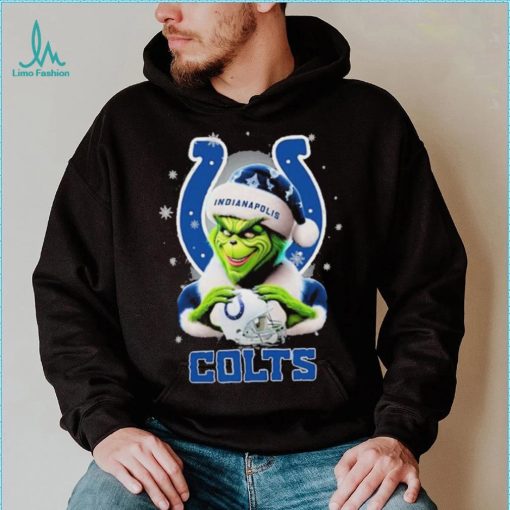 Grinch Hat Santa Indianapolis Colts Helmet Logo Merry Christmas Shirt
