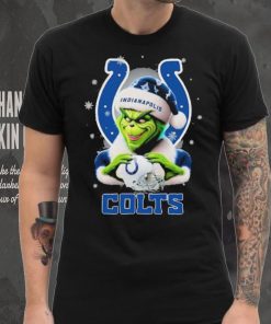 Grinch Hat Santa Indianapolis Colts Helmet Logo Merry Christmas Shirt