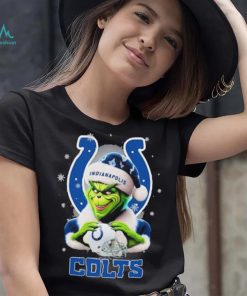 Grinch Hat Santa Indianapolis Colts Helmet Logo Merry Christmas Shirt