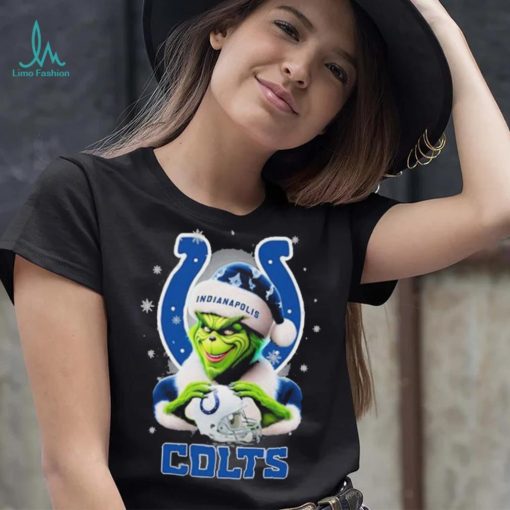 Grinch Hat Santa Indianapolis Colts Helmet Logo Merry Christmas Shirt