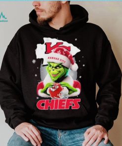 Grinch Hat Santa Kansas City Chiefs Helmet Logo Merry Christmas Shirt
