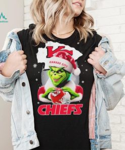 Grinch Hat Santa Kansas City Chiefs Helmet Logo Merry Christmas Shirt
