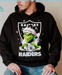 Grinch Hat Santa Las Vegas Raiders Helmet Logo Merry Christmas Shirt