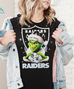 Grinch Hat Santa Las Vegas Raiders Helmet Logo Merry Christmas Shirt