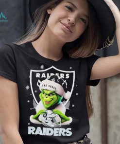 Grinch Hat Santa Las Vegas Raiders Helmet Logo Merry Christmas Shirt
