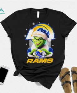 Grinch Hat Santa Los Angeles Rams Helmet Logo Merry Christmas Shirt