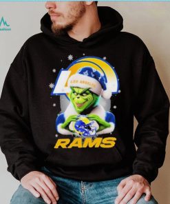 Grinch Hat Santa Los Angeles Rams Helmet Logo Merry Christmas Shirt