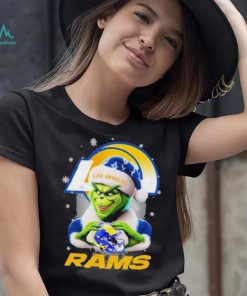 Grinch Hat Santa Los Angeles Rams Helmet Logo Merry Christmas Shirt