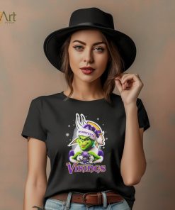 Grinch Hat Santa Minnesota Vikings Helmet Logo Merry Christmas Shirt