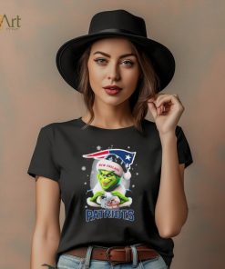 Grinch Hat Santa New England Patriots Helmet Logo Merry Christmas Shirt