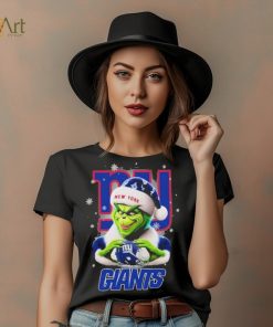 Grinch Hat Santa New York Giants Helmet Logo Merry Christmas Shirt