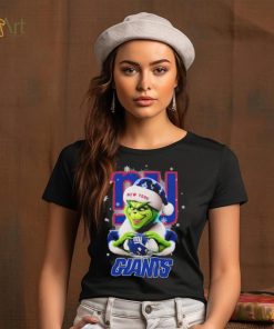 Grinch Hat Santa New York Giants Helmet Logo Merry Christmas Shirt