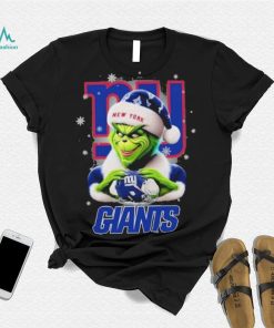 Grinch Hat Santa New York Giants Helmet Logo Merry Christmas Shirt