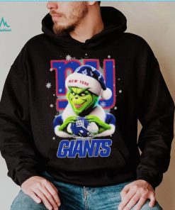 Grinch Hat Santa New York Giants Helmet Logo Merry Christmas Shirt