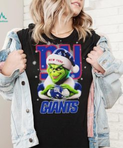 Grinch Hat Santa New York Giants Helmet Logo Merry Christmas Shirt