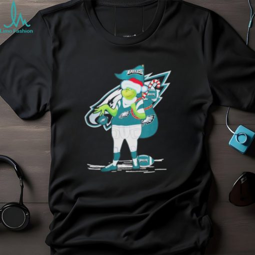Grinch Hat Santa Philadelphia Football Gift Christmas 2023 Shirt