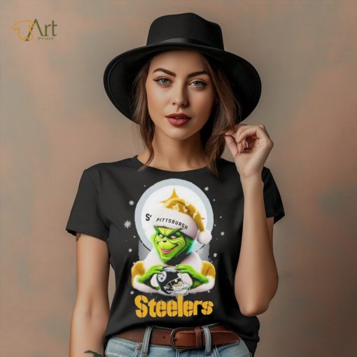 Grinch Hat Santa Pittsburgh Steelers Helmet Logo Merry Christmas Shirt