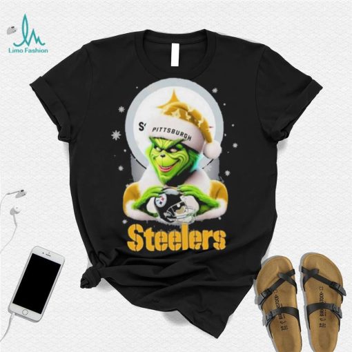 Grinch Hat Santa Pittsburgh Steelers Helmet Logo Merry Christmas Shirt