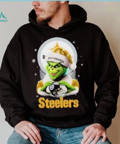 Grinch Hat Santa Pittsburgh Steelers Helmet Logo Merry Christmas Shirt