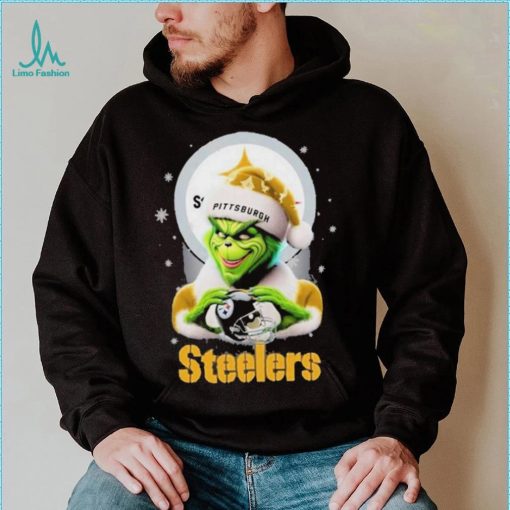 Grinch Hat Santa Pittsburgh Steelers Helmet Logo Merry Christmas Shirt